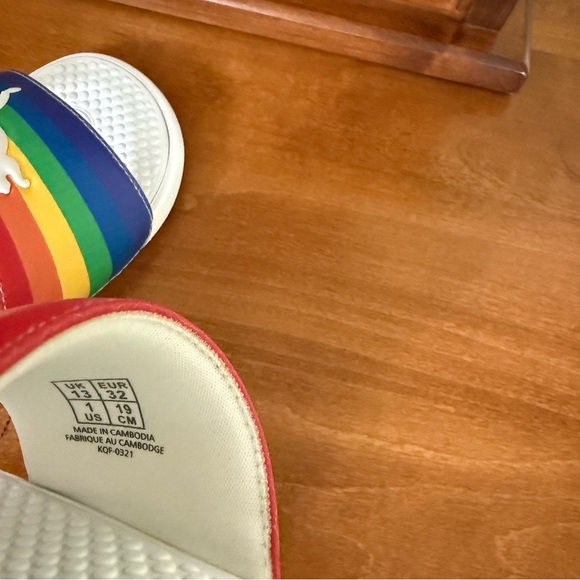 New Puma rainbow slides youth size 1 sandals white sole unisex shoe - Picture 9 of 11